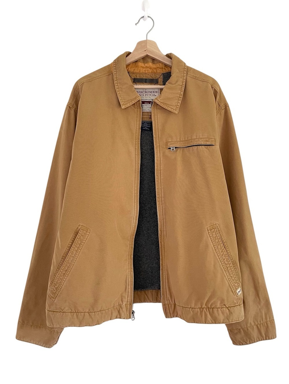 Abercrombie & Fitch Vintage Work Wear Utility Jacket Cotton Canvas Camel Tan XL